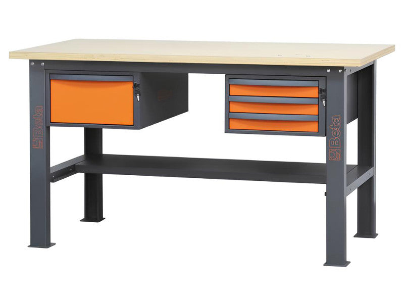 Beta Établi C58BC-W 160cm plateau bois 4 tiroirs capacité 1000kg bicolore