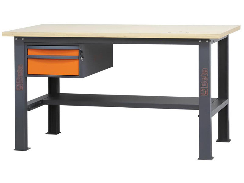 Beta établi professionnel C58BC-W 160cm plateau bois 2 tiroirs bicolore