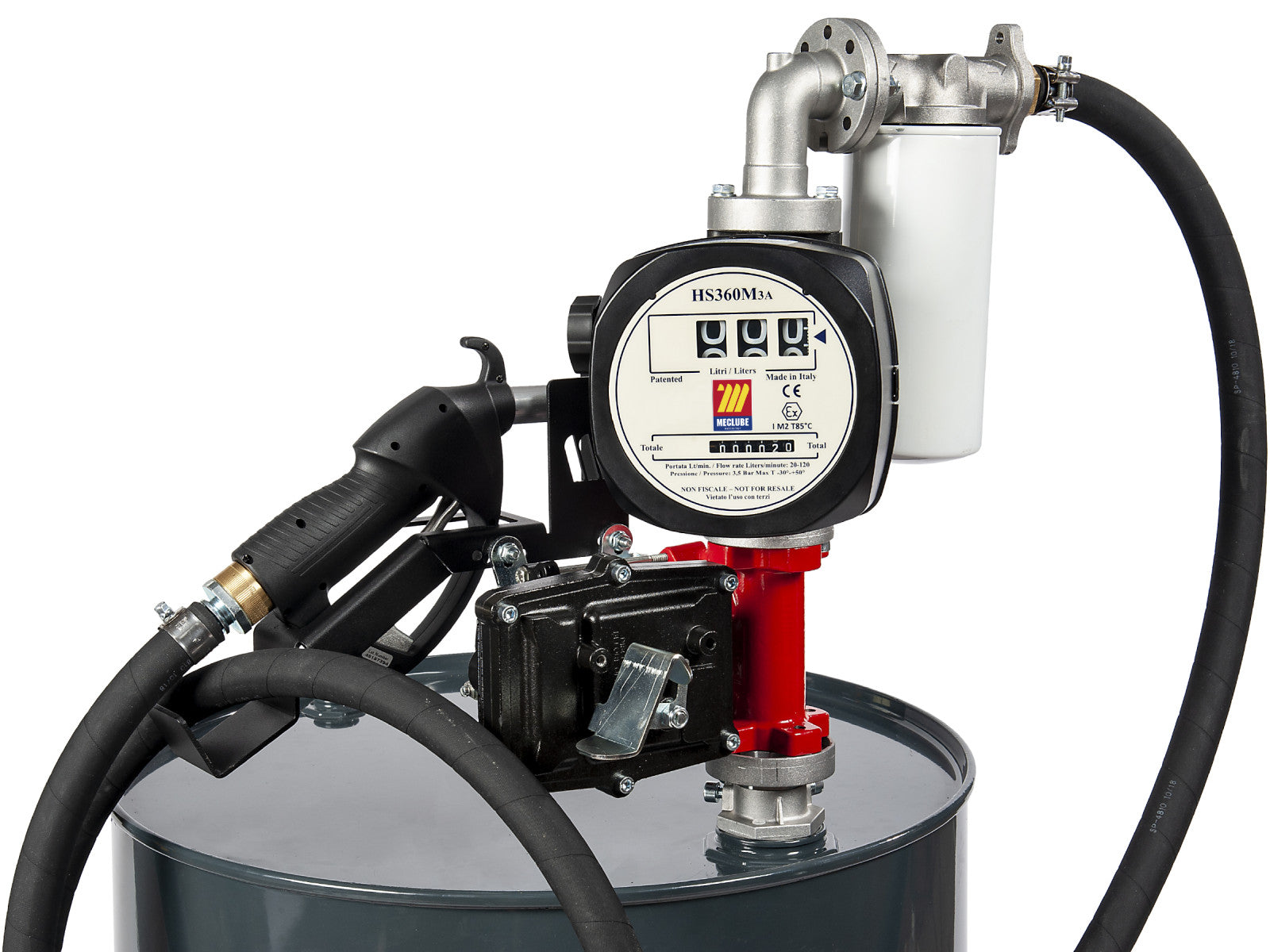 Meclube ATEX Elektropumpe 50 l/min Kraftstofftransfer-Kit mit manueller Düse
