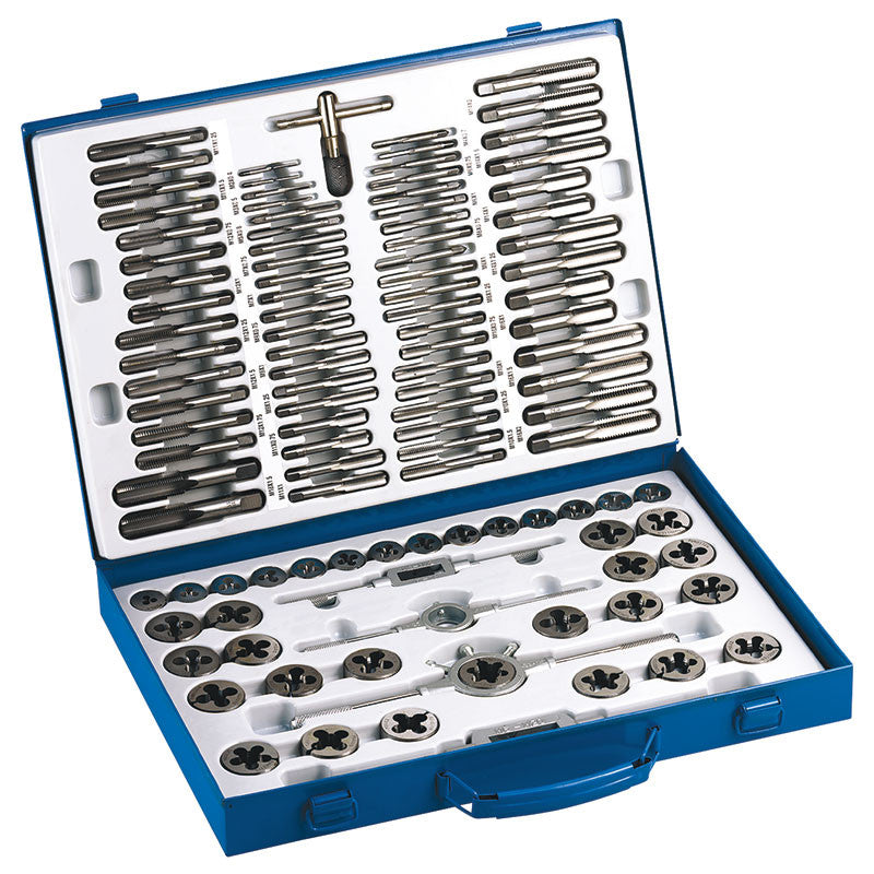 Fervi tarauds et filières M218 en acier au tungstène en coffret (110 pcs)