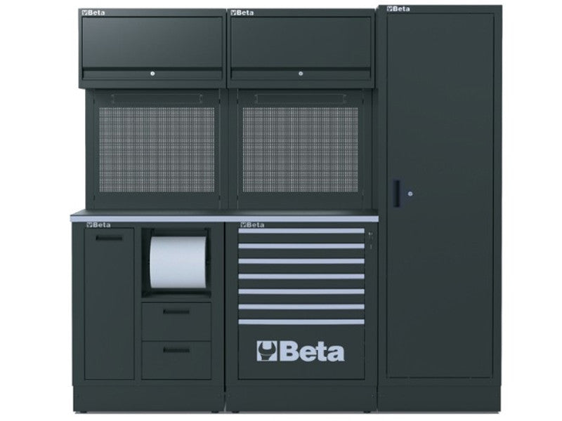 Beta établi modulaire atelier RSC50 C 2095x690x2000mm gris foncé avec rangement