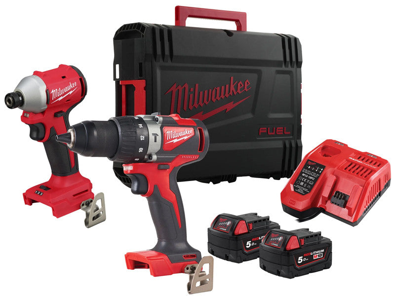 Milwaukee kit 18V perceuse à percussion BLPD2 + visseuse à chocs BLIDR 2 batteries