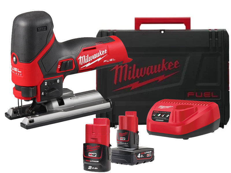 Milwaukee scie sauteuse sans fil M12 Fuel FJS avec 2 batteries rouge noir