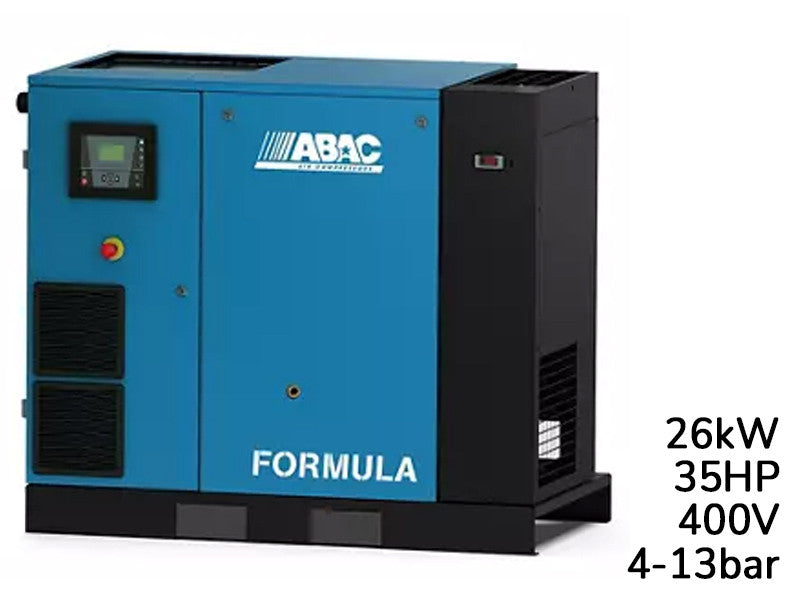 Compresseur rotatif à vis Abac Formula IE 26kW vitesse variable avec sécheur 4-13 bar