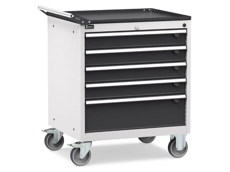 Wózek narzędziowy Fami Flexa 794x600x853mm z 5 szufladami pełnego wysuwu, 300Kg - Szary+Antracyt RAL 7035+7016 - kod FDGD56001PD