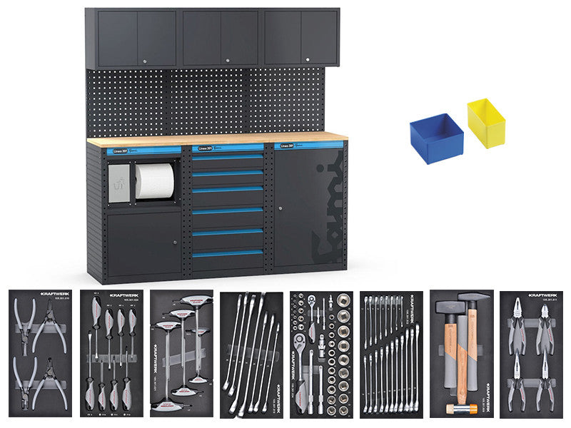 Mobilier Fami Garage 391 G10 1824x495x1900 mm avec 84 outils Kraftwerk et 20 porte-pièces