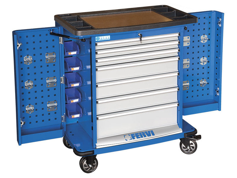 Chariot porte-outils Fervi C980 avec 7 tiroirs, 890x530x1030 mm