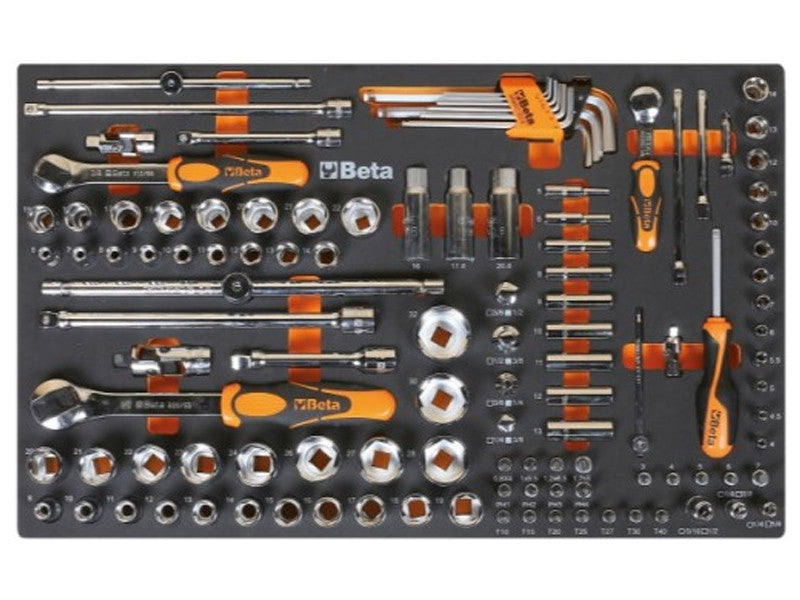 Beta M105 assortiment 116 outils douilles 1/4 3/8 1/2 cliquets EVA souple