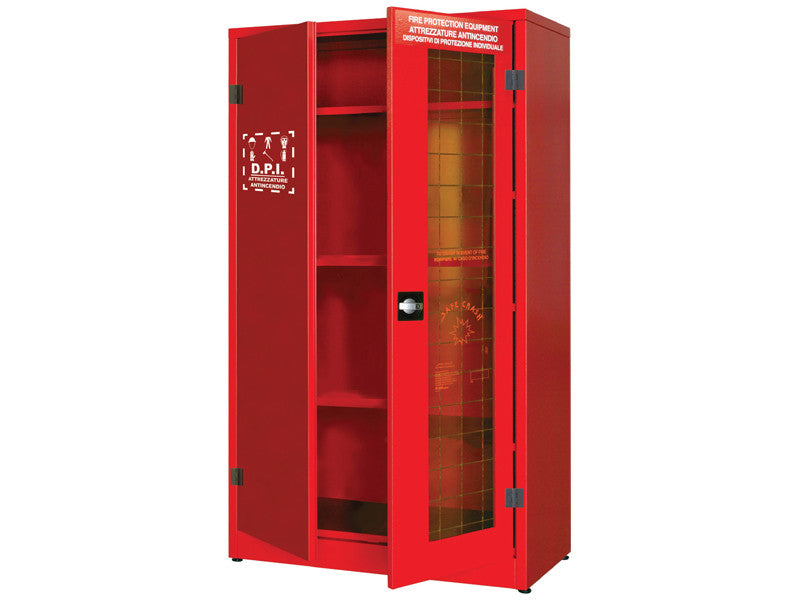 Armoire pour EPI Carvel 1075x500x1850mm avec 1 porte pleine, 1 porte en verre frangible et 3 étagères