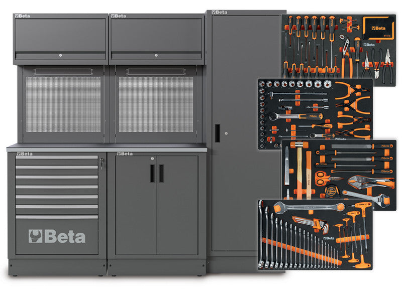 Beta mobilier atelier modulaire RSC50 2.0 D gris foncé 224 outils 2095x760x2000mm