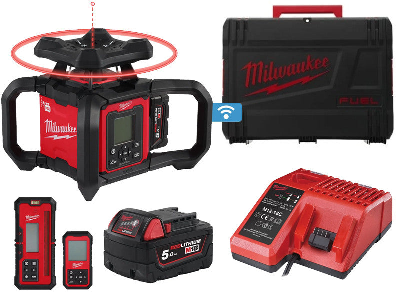 Milwaukee niveau laser rotatif M18 Fuel RLOHV rouge 1200m autolivellement