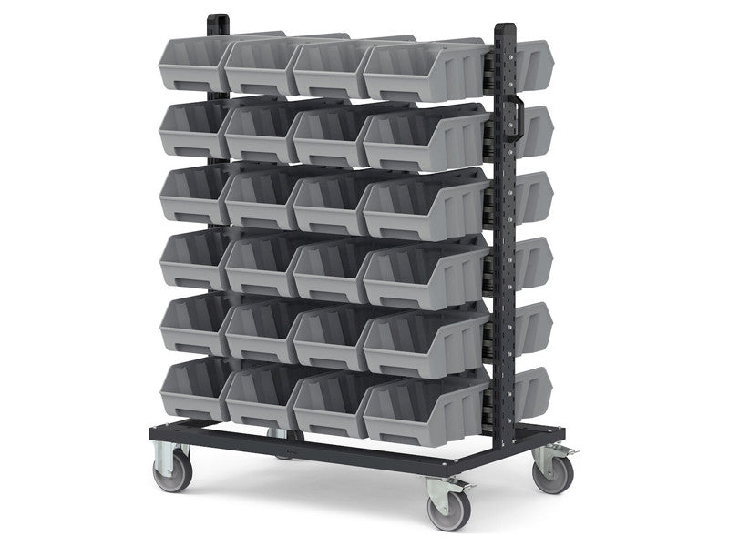 Chariot porte-pièces Fami Bin Cart 1067x668x1384mm avec 48 bacs Picking Box Air - Bacs rouges réf.BINCART1077