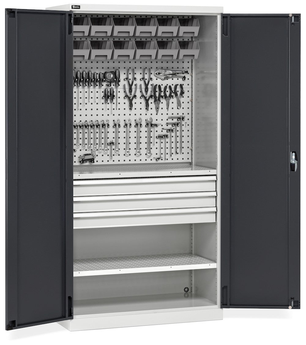 Armoire portes battantes Fami Perfom 1023x555x2000mm 12 bacs, charge 800 Kg - Bleu RAL 5012 - réf. PERFOM14051
