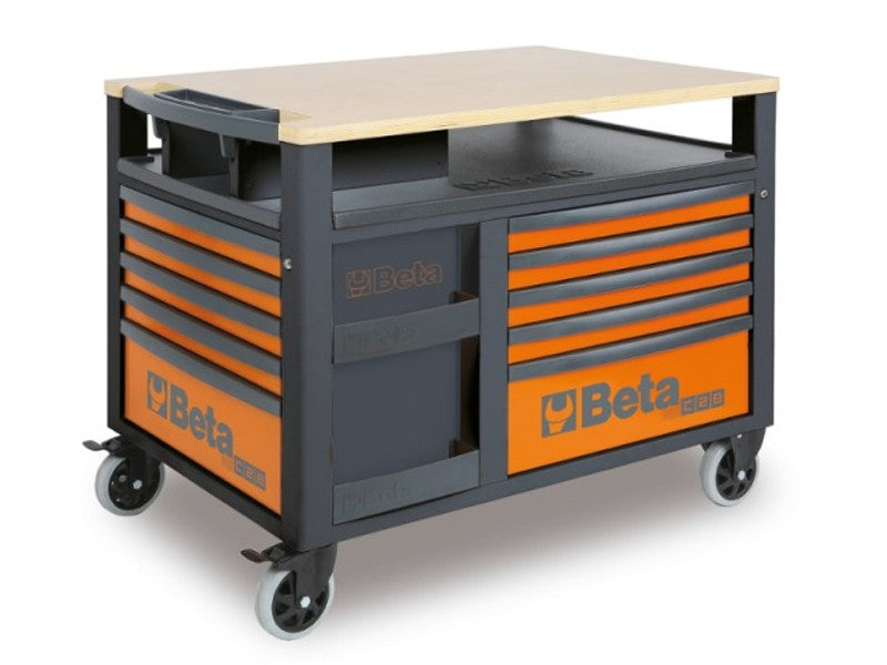 Beta utensili servante d'atelier RSC28 10 tiroirs plan travail bois orange anthracite