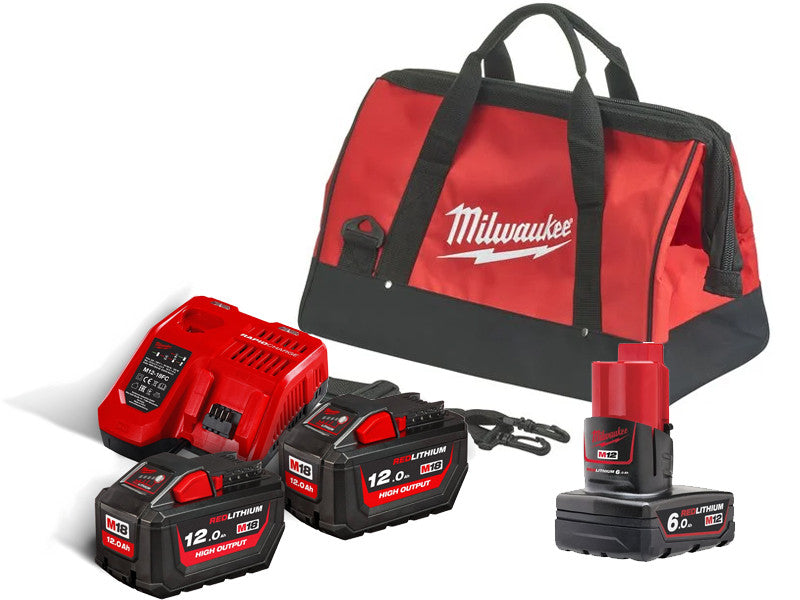Milwaukee HNRG-122 Kit 2 Batteries M18 12.0Ah Chargeur Rapide Batterie M12