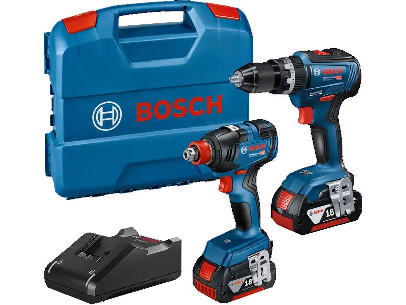 Bosch kit 2 outils perceuse visseuse GSB 18V-55 boulonneuse GDX 18V-200 2x4Ah