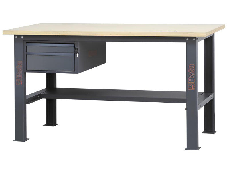 Beta établi 160 cm C58BC-W anthracite plateau bois 2 tiroirs 1000 kg