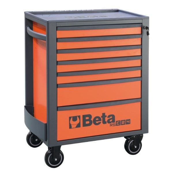 Beta Utensili Werkstattwagen RSC24/7, 7 Schubladen, anthrazitfarbenes Orange, abschließbar 