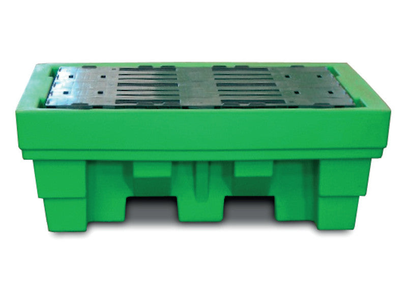 Cuve de rétention liquides acides, bases et huiles Carvel 1420x1020x520mm en polyéthylène pour 2 fûts, 370l