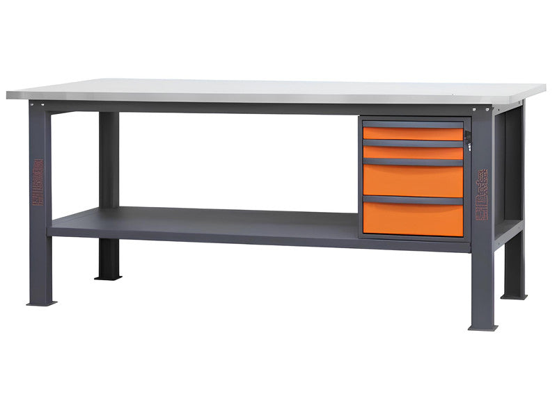 Beta établi professionnel C58BC-X 210cm acier inoxydable 4 tiroirs 800kg