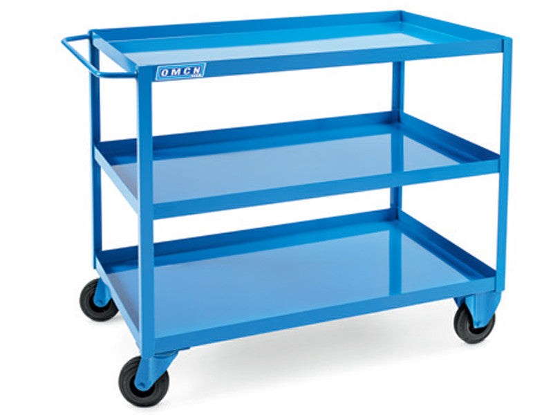 Chariot porte-outils Omcn 208 3 étagères acier bleu 180kg roues pivotantes