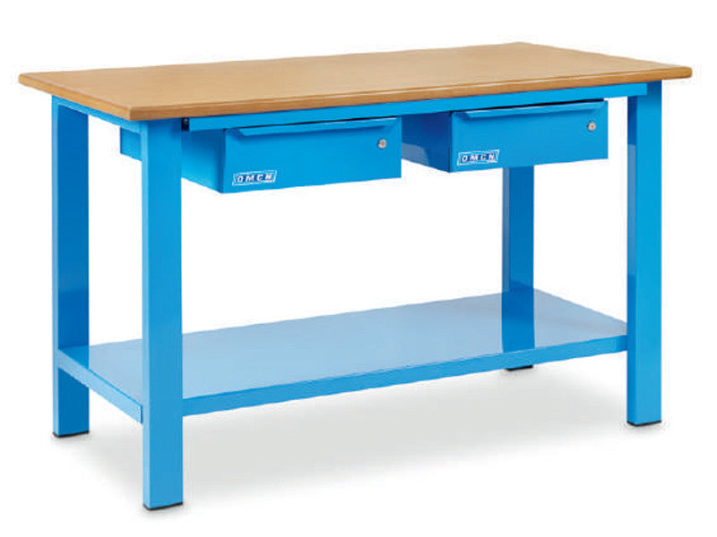 Banc de travail Omcn 1002/PL 1500x700x880mm bois massif 2 tiroirs 600kg