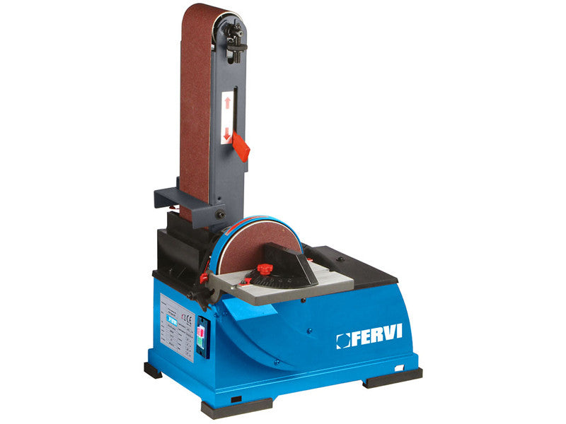 Ponceuse d'établi à bande et disque Fervi 0523 avec table inclinable 230V 0.375kW