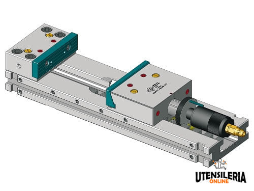 Modularer oleopneumatischer Schraubstock MS ohne Zentrierspitze, 6 mm Hub, Schneidwerkzeug 