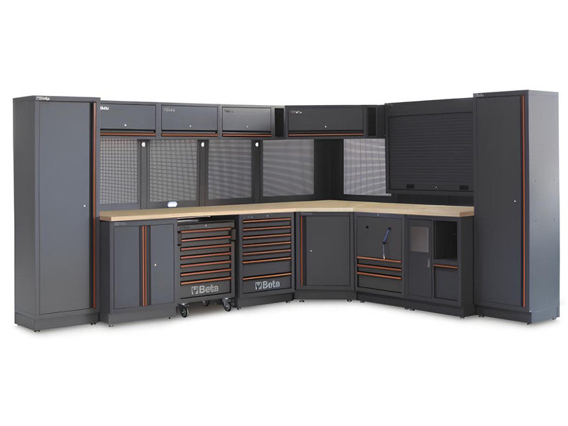 Beta utensili C45PRO 2.0 FW modulare Werkstatt-Arbeitsstation, Holzplatte, grau