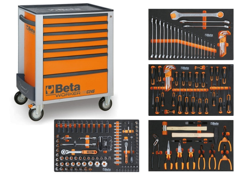 Servante d’atelier mobile Beta Worker BW 2400S 7/I-S avec 7 tiroirs et 235 outils universels