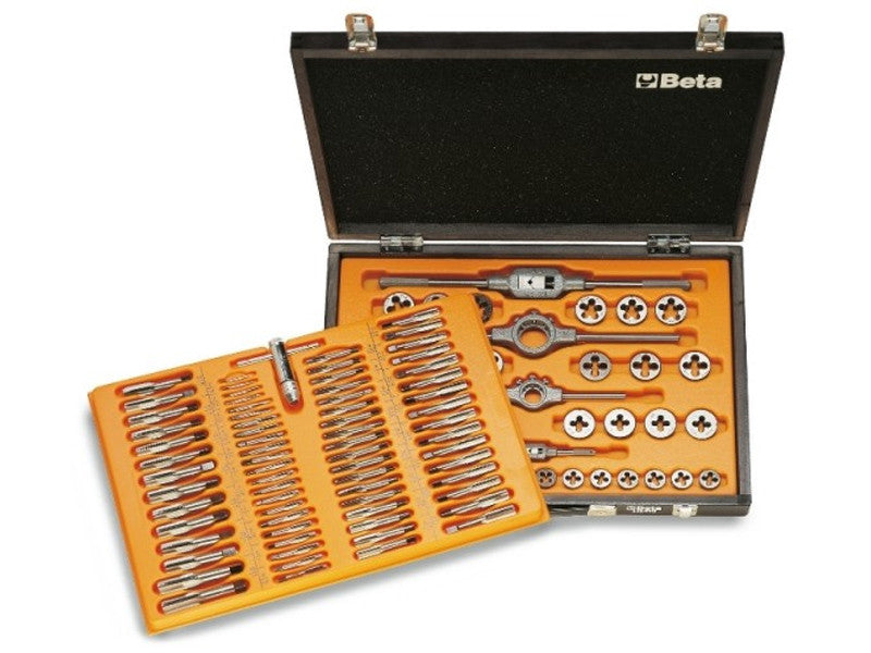Beta 446/C110 assortiment 110 outils filetage taraudage acier chrome mallette bois