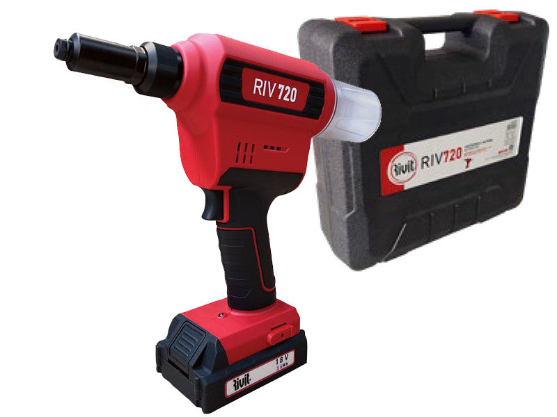 Rivit RIV 720 Akku-Nietgerät für Nieten von 2,4 bis 6,4 mm mit Tragetasche und 2 Akkus