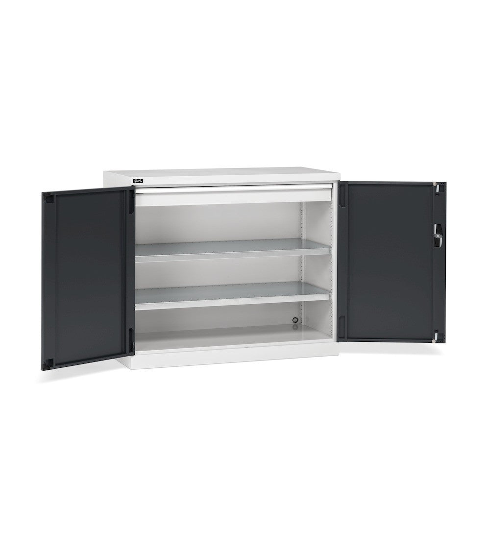 Armoire portes battantes Fami Perfom 1193x555x1000 avec tiroir, charge 800 Kg - Gris RAL 7035 - réf. PERFOM15005