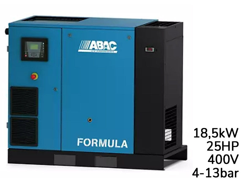 Compresseur rotatif à vis ABAC Formula IE 18,5kW vitesse variable avec sécheur, 4-13 bar