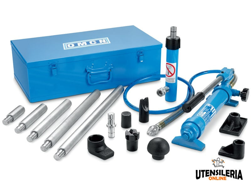 OMCN Titanik 355 6-Tonnen-Hydraulikzylinder mit Verlängerungen und Schnellkupplung, blau 