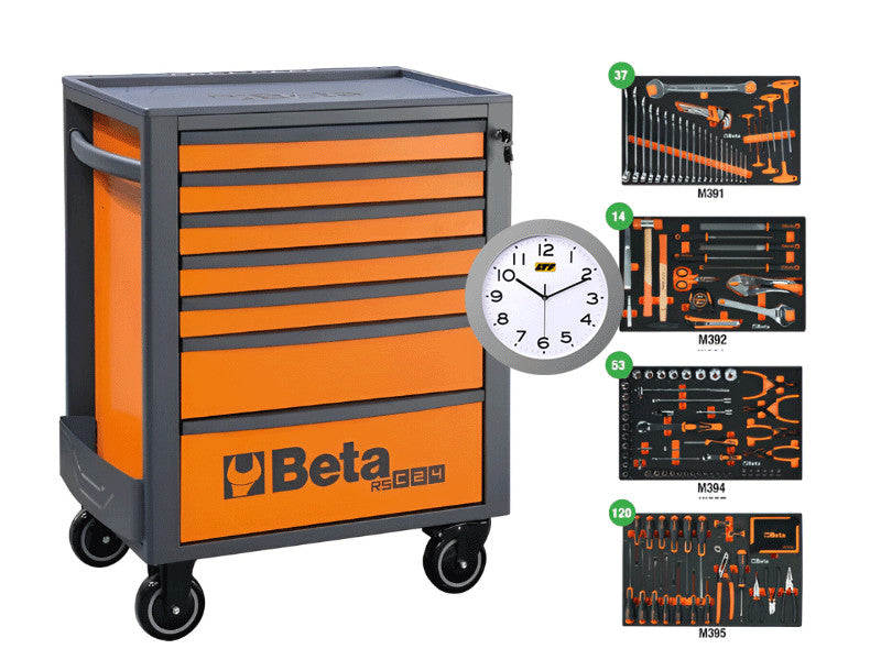 Beta utensili servante RSC24 7 tiroirs 224 outils métal orange anthracite