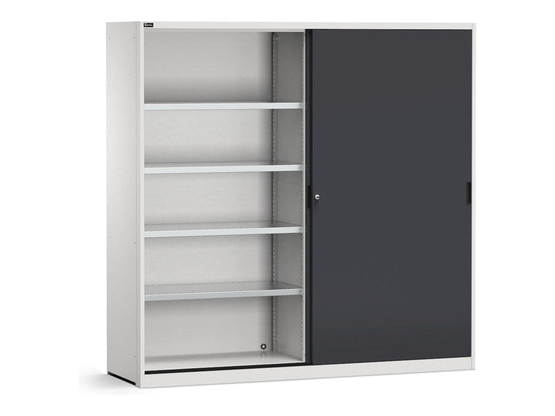 Armoire d’atelier Fami Perfom 2040x600x2000 mm avec portes coulissantes et 8 étagères perforées – Gris/Anthracite RAL 7035+7016