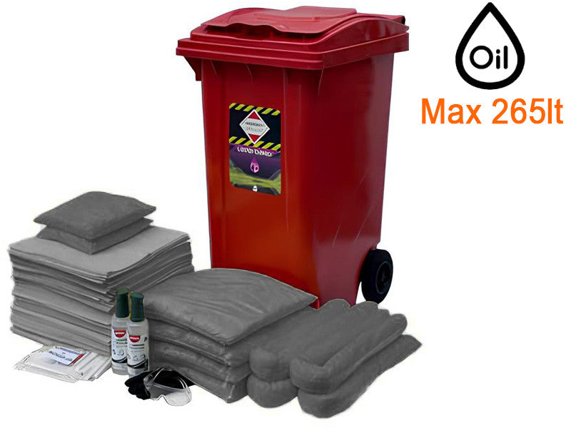 Bidon à roulettes Carvel 580x735x1065mm avec matériau absorbant universel, 265lt