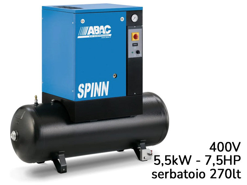 Compresseur électropneumatique Abac Spinn 5,5 kW 400V réservoir 270L 8 bar
