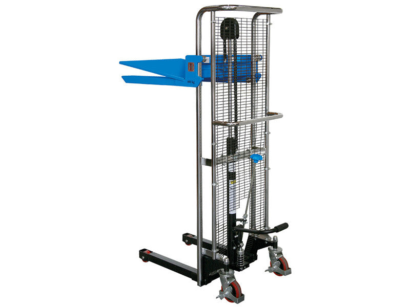 Lève-hydraulique Fervi 0782 avec plateforme et fourches, capacité 400 kg