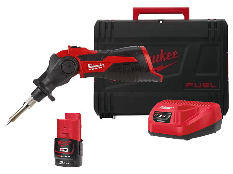 Milwaukee fer à souder sans fil M12 SI-201C 12V 90W 400°C avec batterie 2Ah et chargeur