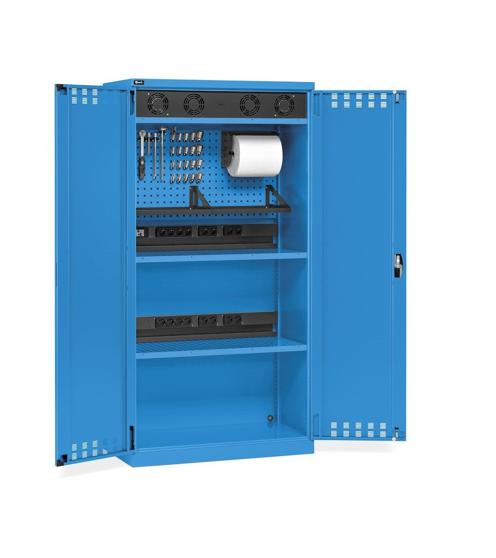 Armoire à portes battantes Fami Perfom 1023x555x2000 mm avec station de recharge, capacité 800 kg – Gris/Anthracite RAL 7035+7016