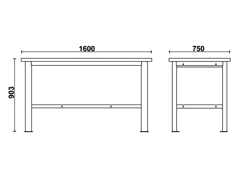 Beta Établi d'Atelier Bois/Acier 160cm Charge 1000kg - Modèle C58BC-W1,6