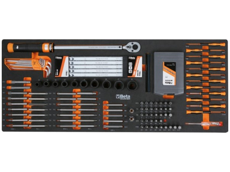 Beta Chariot d'Atelier 9 Tiroirs Rempli 716 outils Plan de Travail ABS Orange