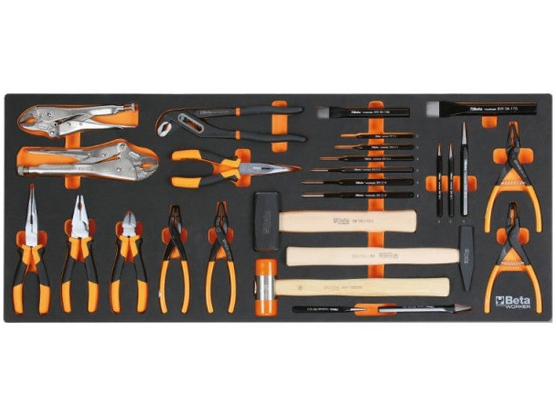 Beta Chariot d'Atelier 9 Tiroirs Rempli 716 outils Plan de Travail ABS Orange