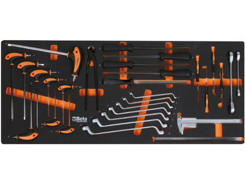 Beta Chariot d'Atelier 9 Tiroirs Rempli 716 outils Plan de Travail ABS Orange