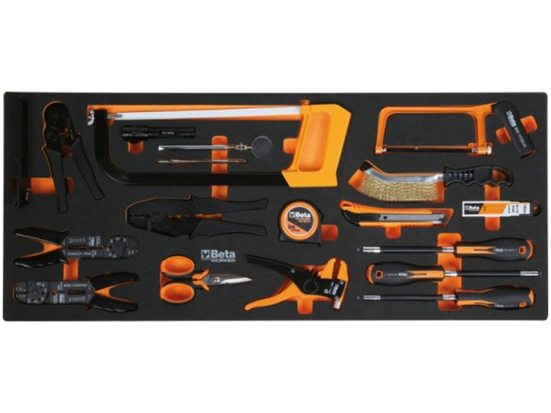 Beta Chariot d'Atelier 9 Tiroirs Rempli 716 outils Plan de Travail ABS Orange