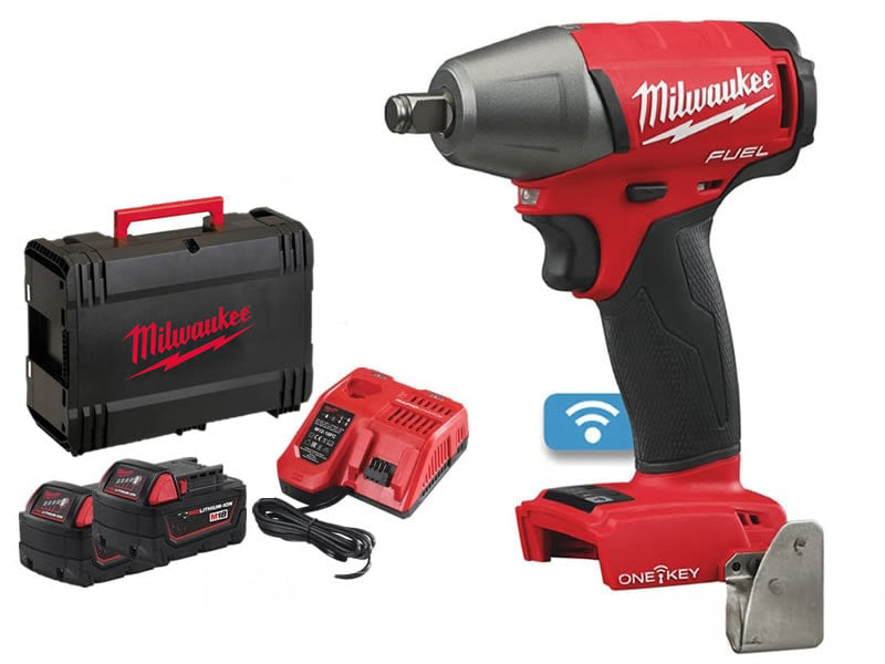 Milwaukee Avvitateur à impulsions M18 ONEIWF12 18V 300Nm 1/2 ONE-KEY avec 2 batteries