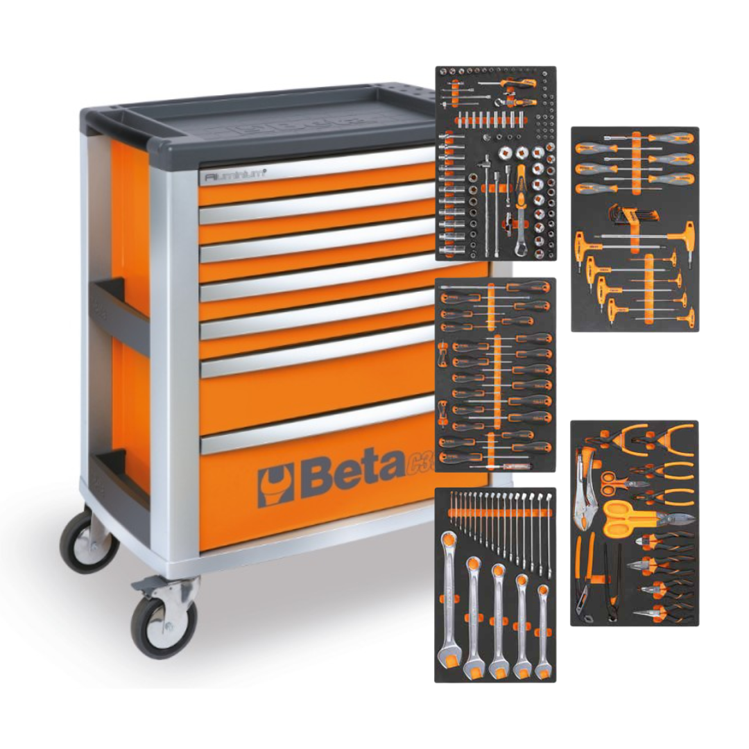 Beta C39/7 Servante d'atelier mobile 7 tiroirs avec 181 outils inclus