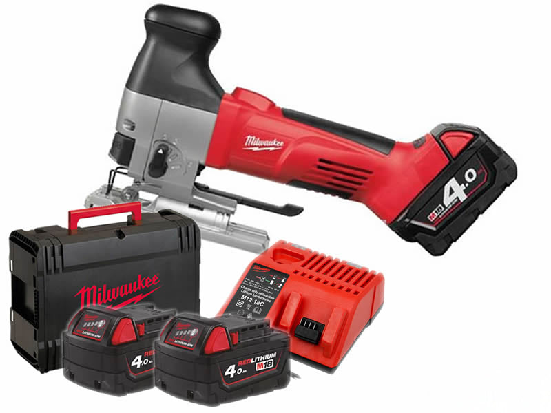 Milwaukee HD18 JSB-402C 18V Stichsägen-Set mit Akkus und Koffer